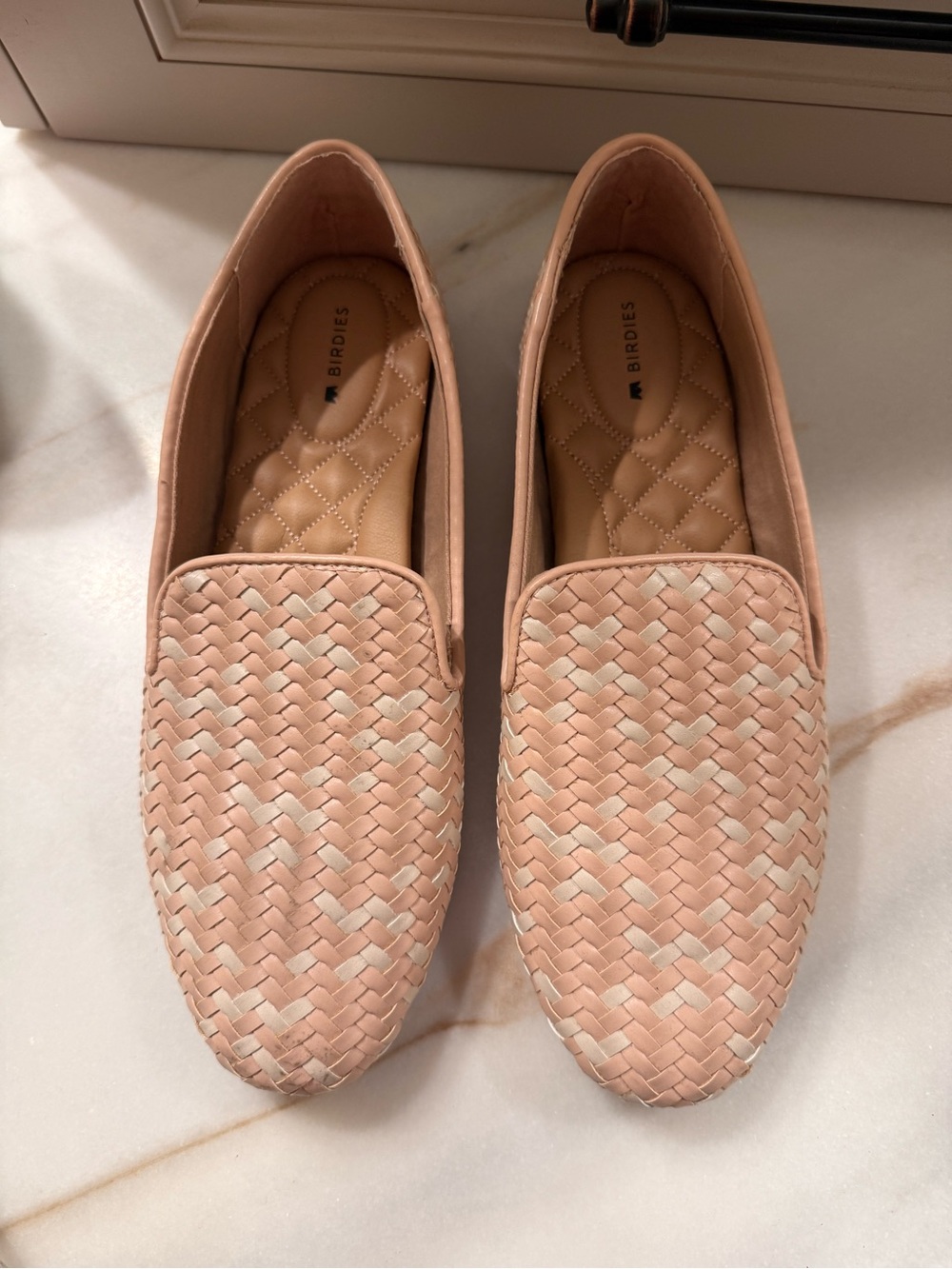 Birdies Women's Blush Pink Woven Slip-On Loafers